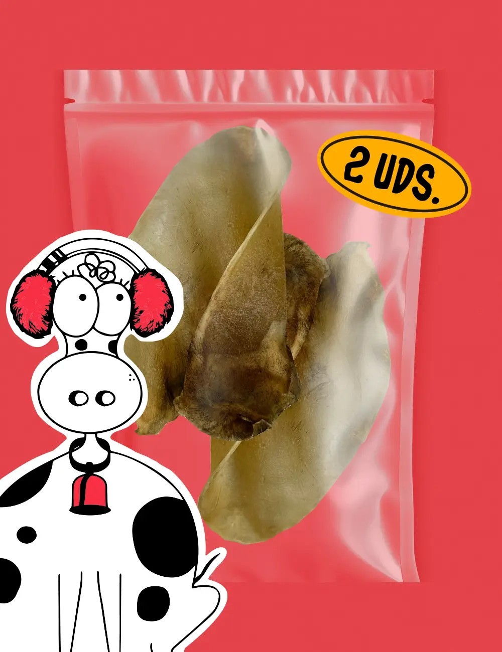 Snack Orejas de Bovino sin pelo - Snacks Deshidratados para Perros