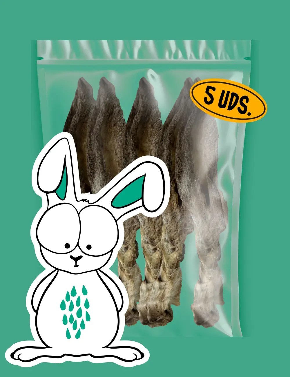 Snack Orejas de Conejo - Snacks Deshidratados para Perros y Gatos