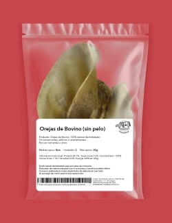 Snack Orejas de Bovino sin pelo - Snacks Deshidratados para Perros