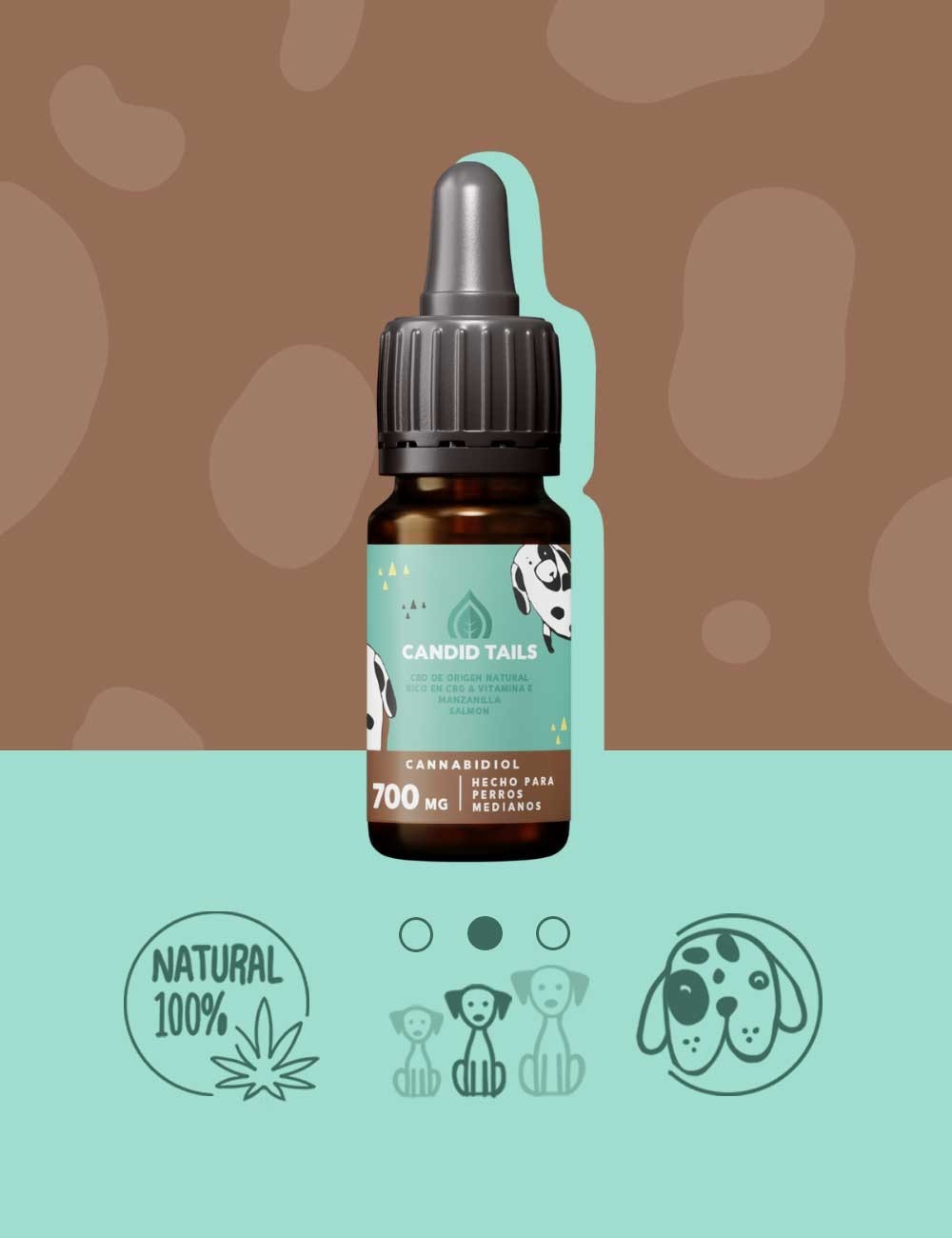 Candidtails aceite de cañamo con CBD para perros medidanos