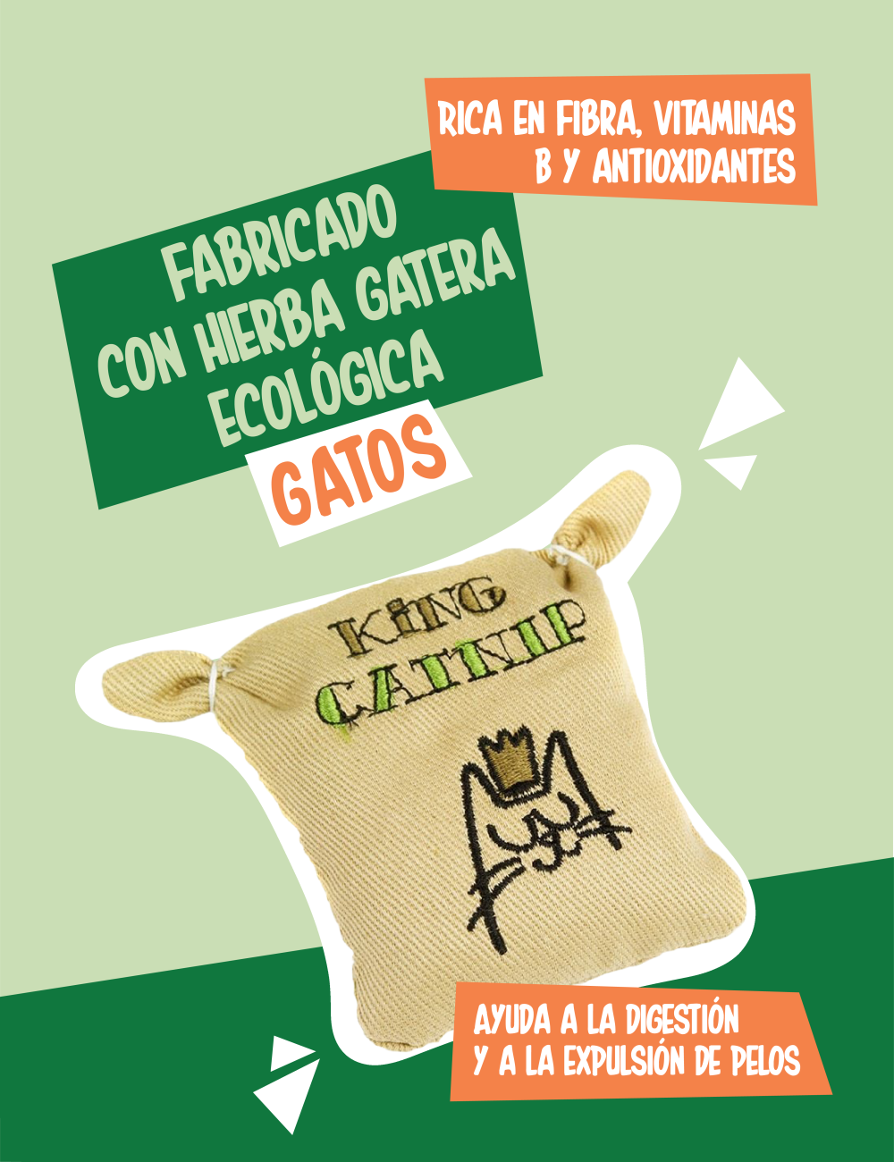 KING CATNIP Juguete Tote para gatos con hierba gatera