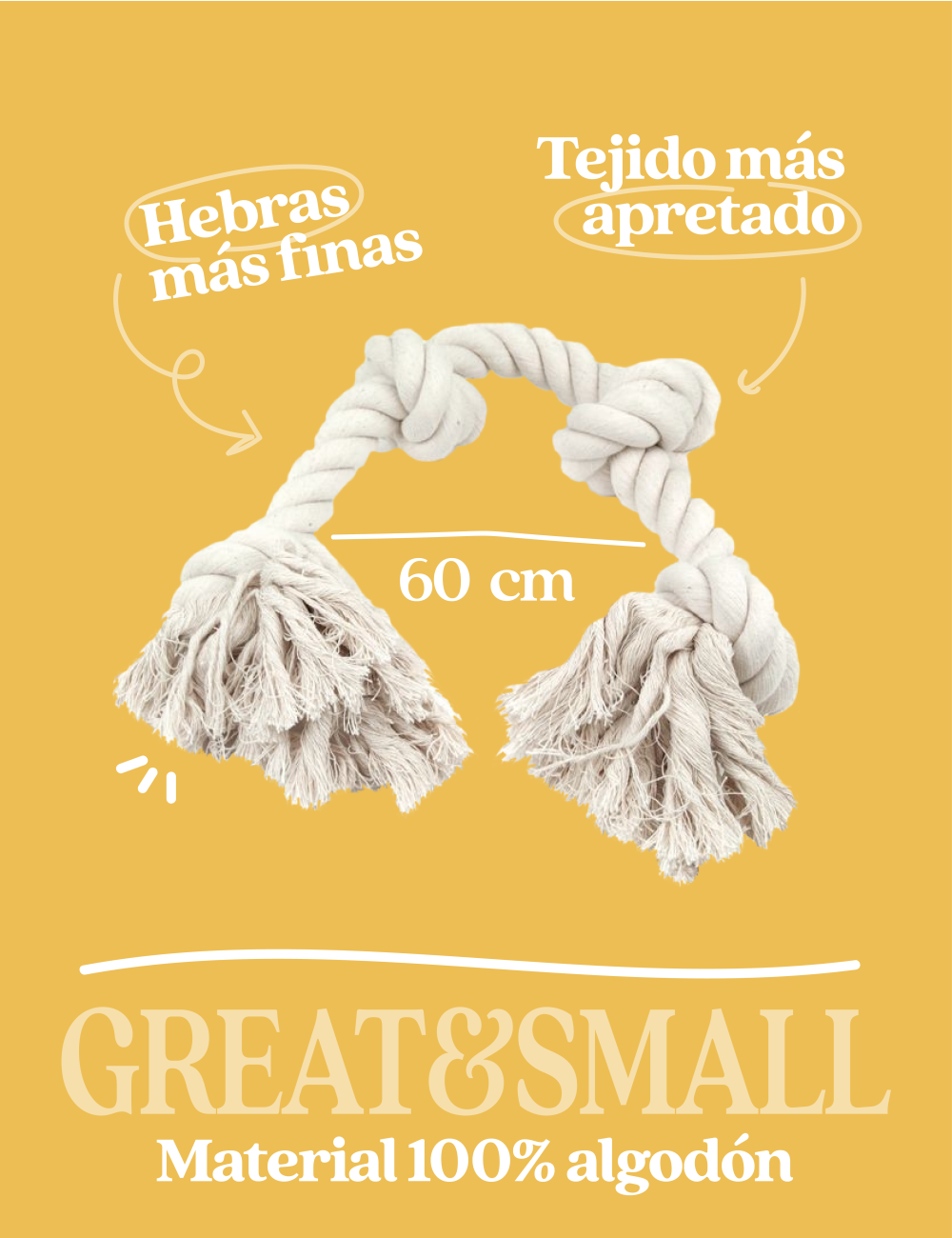 Great&Small Cuerda con forma de hueso con 4 nudos 60cm